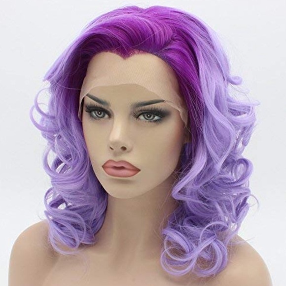 - EVERY 16” PURPLE OMBRÉ CURLY Lace Front Wig main image 5